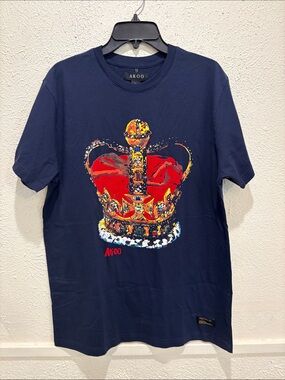 AKOO Navy Tee with Red & Gold Crown Graphic